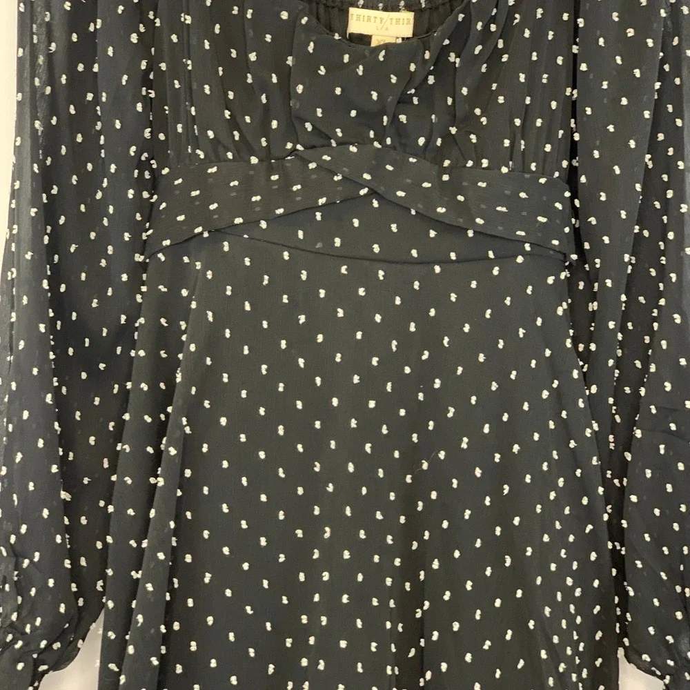 Thirty/Thirty Black Mini Dress Polka‎ Dot Sheer Fairycore Whimsigoth XL